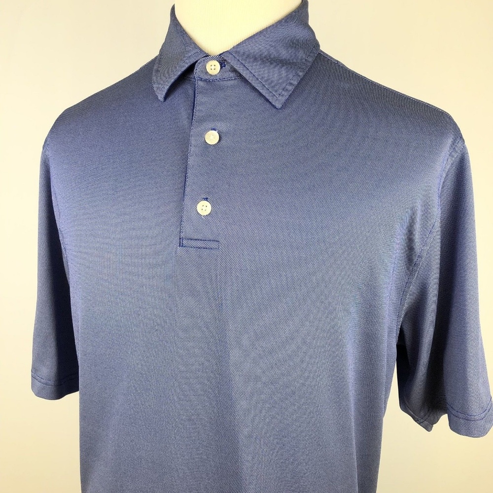FootJoy FJ Mens Golf Polo Shirt Large Blue White